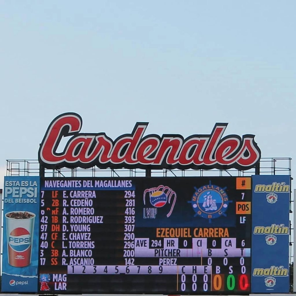 Ejecución de dlcv Baseball en la semifinal de la Liga Venezolana de Béisbol Profesional en el encuentro entre Navegantes del Magallanes y Cardenales de Lara